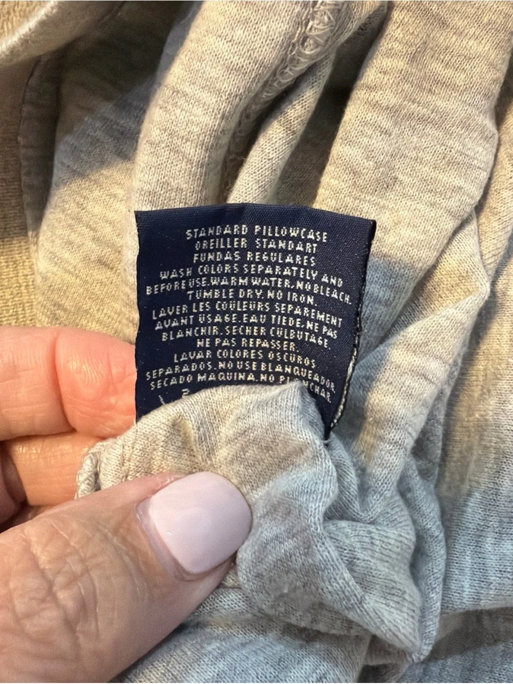 Vtg 90s Ralph Lauren Home Jersey Pillowcases Set of 2 Grey Made in USA Deadstock